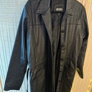 Brenzo Women’s Leather Coat | Vintage Genuine Leather Car Coat | Size XL